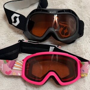 Scott Black kids Ski Goggles & Pink or black Kids Snow Goggles - Dual Set